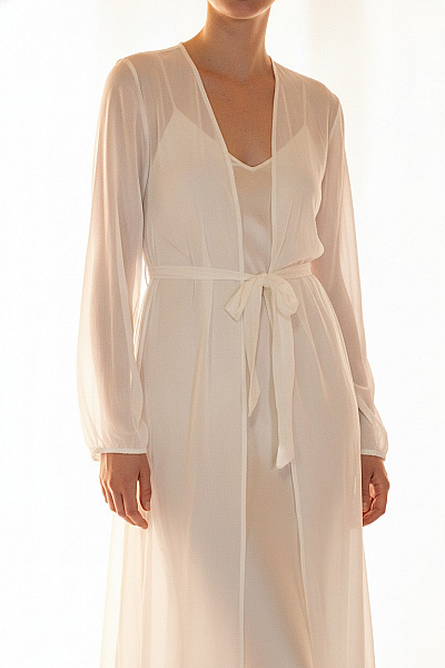 Boohoo Bílé Průsvitné Dlouhé Kimono S Dlouhým Rukávem A Vázačkou Vel. S