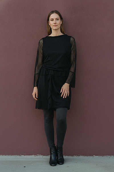 Boohoo šaty S Dlouhým Rukávem černé Elegantní Večerní Tylové Vel. 46