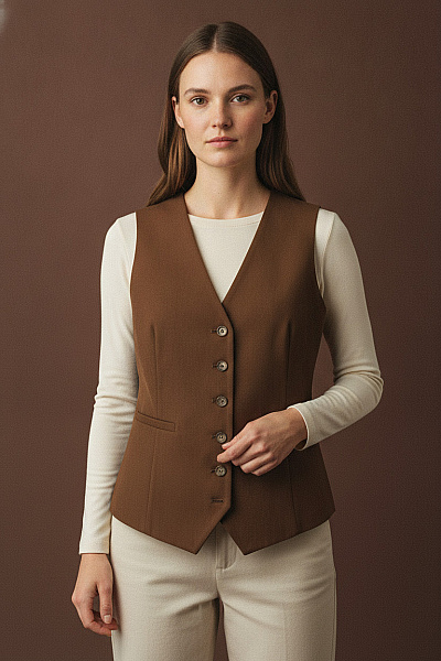 Boohoo Dámská Hnědá Elegantní Vesta Bez Rukávů Vel. 42