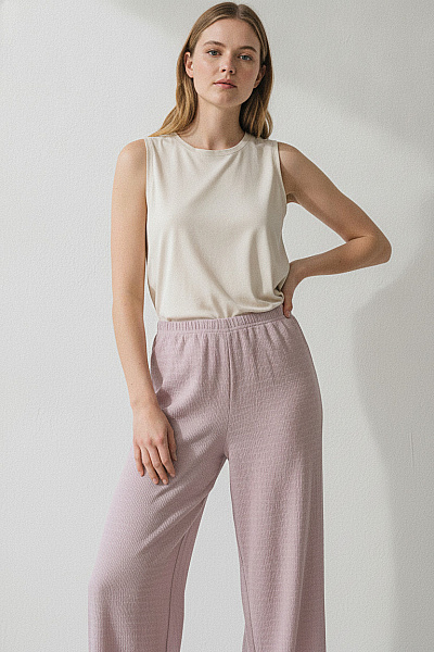 Boohoo Růžové široké Letní Kalhoty S Pružným Pasem Vel. 38