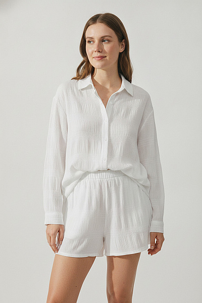 Boohoo Bílé Oversized Volné Letní Dvoudílné Dámské Komplety Velikost L