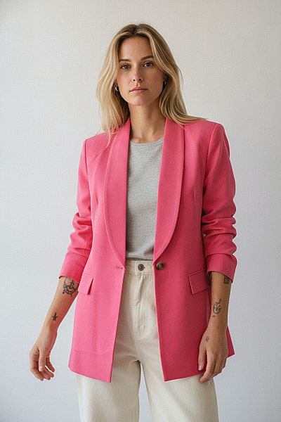Boohoo Růžový Dámský Blejzr Elegantní Na Běžné Nošení Velikost 38