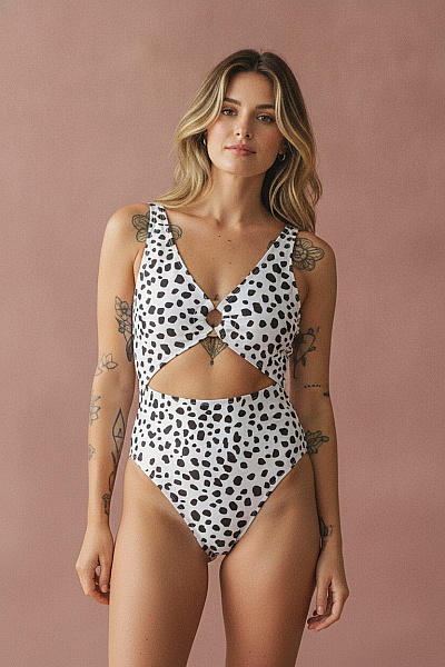 Boohoo Dámské Jednodílné Plavky S Průstřihy černobílé Zvířecí Vzor Velikost 34