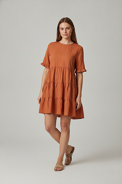 Boohoo Oranžové Bavlněné Mini šaty Volné Ležérní
