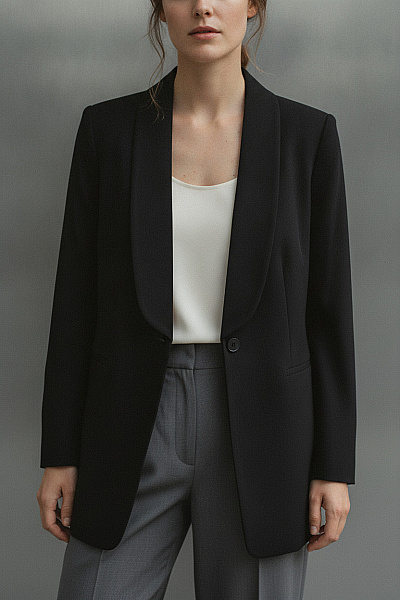 Curvy Me Černé Elegantní Business Blejzr S Jedním Knoflíkem Vel. 44