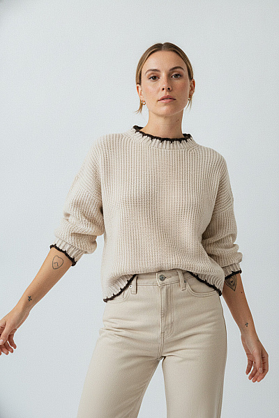 Boohoo Béžový Pletený Crop Pulovr Se Spadlými Rameny Vel. L