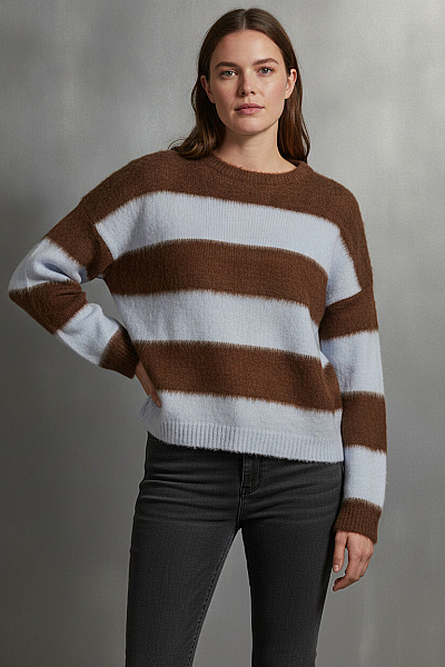 Boohoo Dámský Pruhovaný Pulovr Hnědý Vel. 50