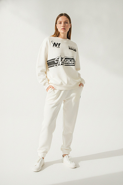 Boohoo Bílá Bavlněná Tepláková Souprava Oversized