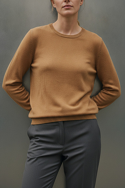 HELENA VERA Dámský Hnědý Pletený Pulovr Basic Vel. 40