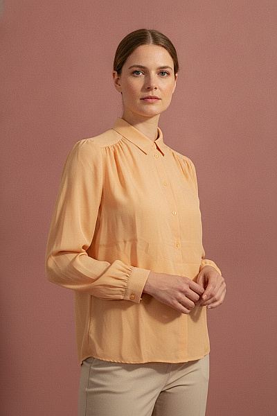 THOM By Thomas Rath Dámská Oranžová Košile S Dlouhým Rukávem Elegantní Vintage Velikost 44