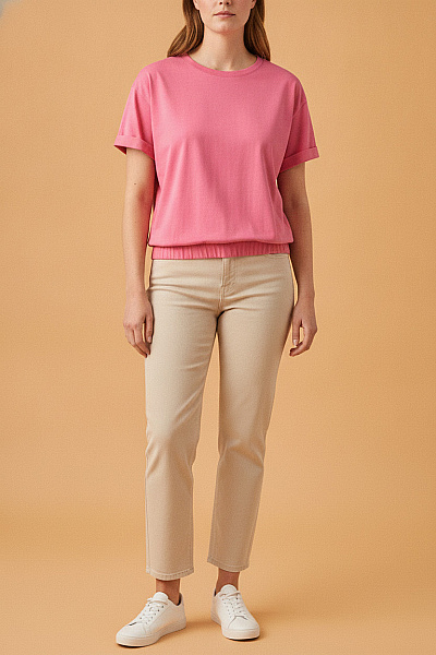 Jana Ina Růžové Tričko S Krátkým Rukávem Crop Top Vel. 48