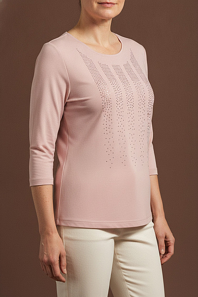 COUTURE LINE Dámská Růžová Halenka S Kamínky A 3/4 Rukávem