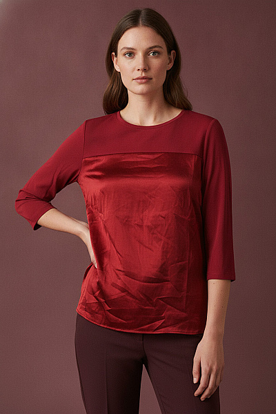 Curvy Me Dámské Tričko S Dlouhým Rukávem červené Elegantní Velikost 42