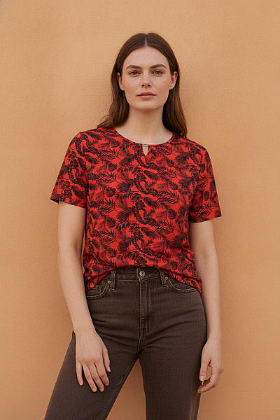 COUTURE LINE Dámská Halenka S Krátkým Rukávem A Potiskem Vel. 46