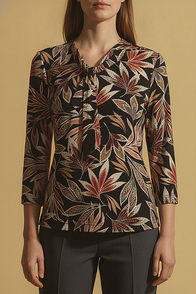 COUTURE LINE Dámská Halenka S Potiskem Listů A 3/4 Rukávem Vel. 36