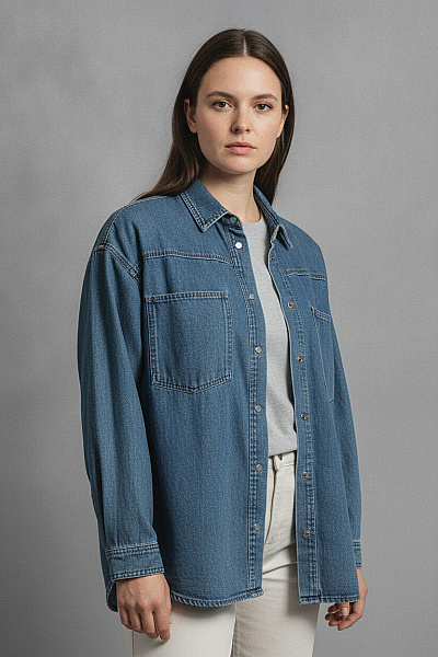 THOM By Thomas Rath Dámská Džínová Košile Modrá Oversize Vel. 42