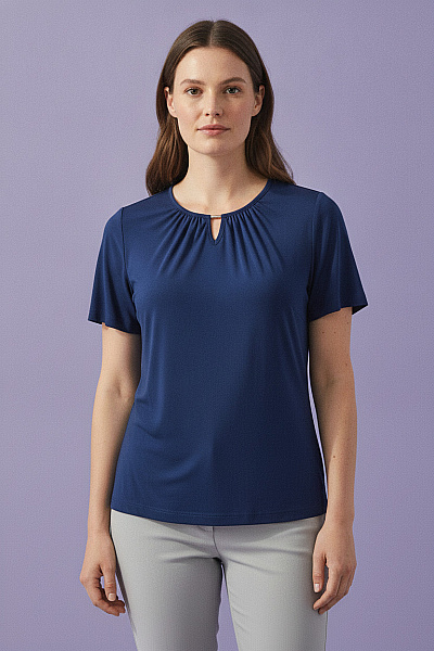 COUTURE LINE Modré Dámské Tričko S Krátkým Rukávem A Kulatým Výstřihem Vel. 44