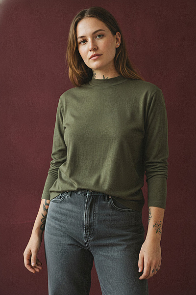 Judith Williams Dámský Khaki Svetr Se Stojáčkem A Dlouhým Rukávem Velikost 48