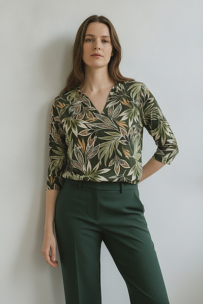 COUTURE LINE Dámská Khaki Halenka S Potiskem A Mašlí Velikost 48