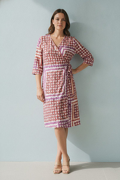 Let's Dress Dámské šaty S Krátkým Rukávem Květované Zavinovací Vel. 48