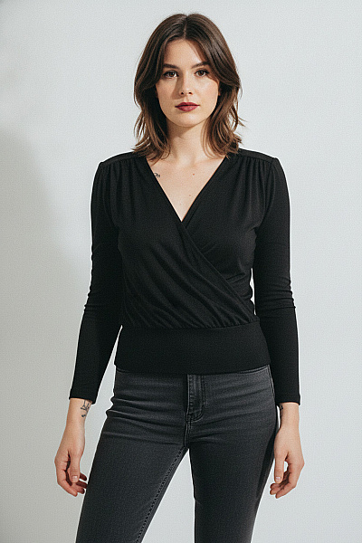 Judith Williams Dámská Halenka S Dlouhým Rukávem Zavinovací Elegantní černé Vel. 44