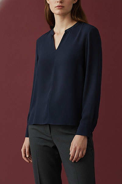 THOM By Thomas Rath Černá Elegantní Halenka S Dlouhým Rukávem A Výstřihem Do V Velikost 44