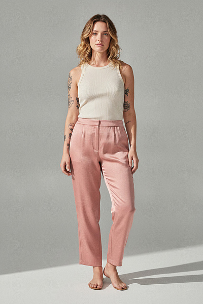 Jana Ina Růžové široké Letní Kalhoty S Kapsami Vel. 46