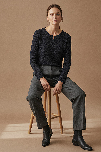 COUTURE LINE Dámské černé Tričko S Dlouhým Rukávem Elegantní Vel. 44