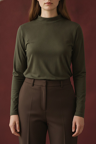 Judith Williams Dámská Khaki Halenka S Dlouhým Rukávem A Stojáčkem Vel. 50