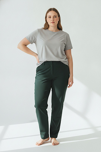 Curvy Me Zelené Elegantní Společenské Kalhoty S Kapsami Vel. 42
