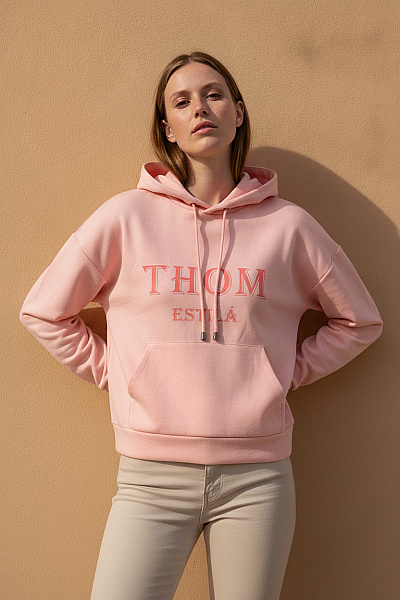 THOM By Thomas Rath Růžová Dámská Mikina S Kapucí A Potiskem Vel. 38