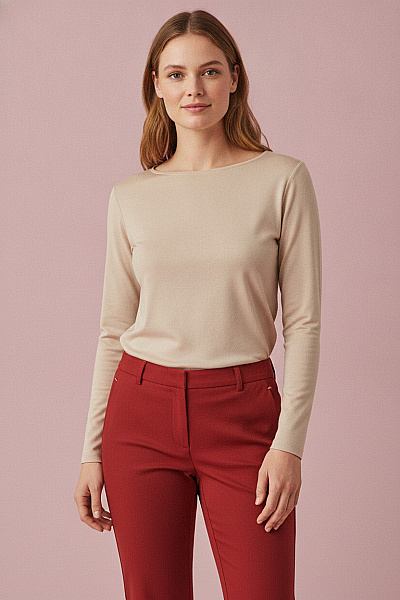 HELENA VERA Červené Elegantní Kalhoty S Kapsami Vel. 19