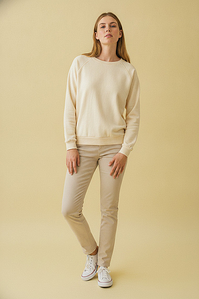 HELENA VERA Dámská Béžová Mikina Crewneck Bez Potisku Velikost 40