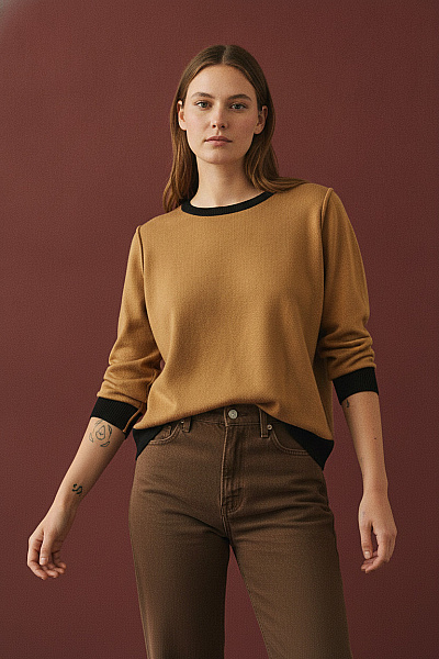 Belinda Gold Dámský Hnědý Pletený Pulovr S Dlouhým Rukávem Basic Vel. 38