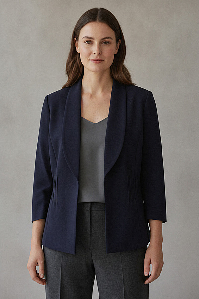Marcel By Ostertag Černé Elegantní Lyocellové Sako S 3/4 Rukávem Velikost 48