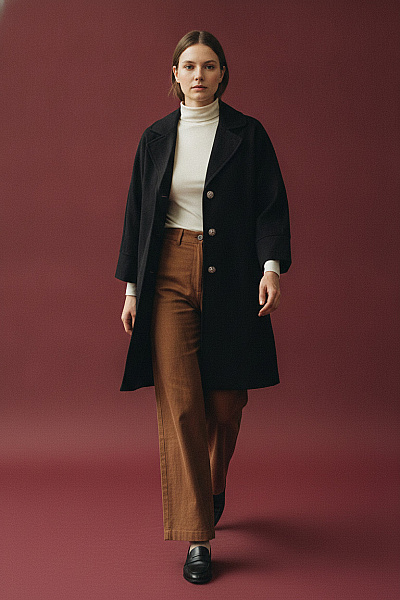 Judith Williams Černý Elegantní Klasický Kabát Velikost 40