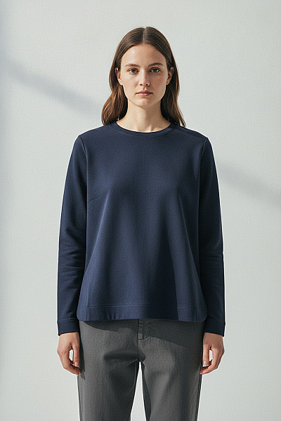 THOM By Thomas Rath Dámská Modrá Mikina Crewneck Oversized Bez Potisku Vel. DE 48