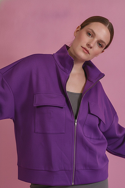 Jana Ina Fialová Dámská Mikina Na Zip Se Stojáčkem Oversized Vel. EU 48