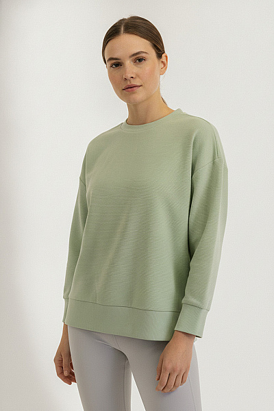 Jana Ina Dámská Khaki Mikina Crewneck Oversized Bez Potisku Velikost EU 44