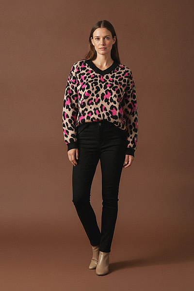 Curvy Me Dámský Pulovr S Leopardím Vzorem Oversized Do Véčka Velikost DE 44