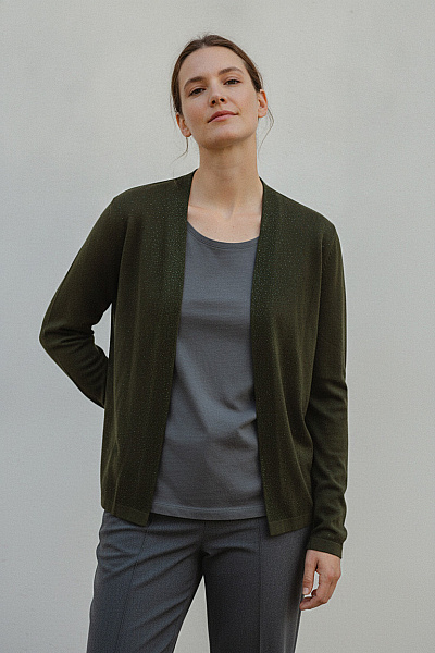 COUTURE LINE Dámský Khaki Kardigan S Flitry Elegantní Vel. 46