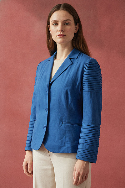 PFEFFINGER Modré Dámské Sako Jednořadé Elegantní Business Velikost 46
