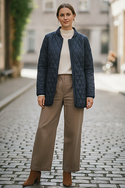 HELENA VERA Dámská Prošívaná Přechodová Bunda Bomber Se Zipem Vel. 38