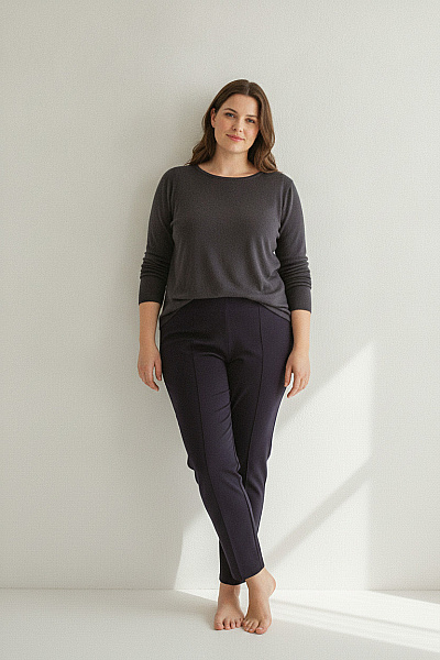 Curvy Me Černé Elegantní Kalhoty S Vysokým Pasem Velikost 50