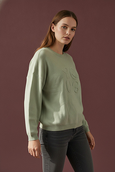 Jana Ina Dámský Khaki Pletený Pulovr Oversized Vel. 48