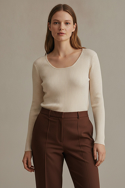 Curvy Me Hnědé Elegantní Kalhoty S Puky Pro Plnoštíhlé Velikost 50