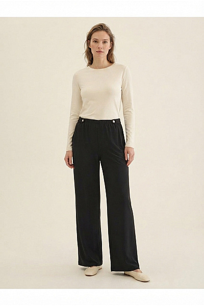 COUTURE LINE Černé široké Kalhoty S Vysokým Pasem A Kapsami Vel. DE 44