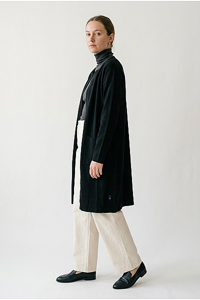 Judith Williams Černý Pletený Kardigan Maxi Dlouhý Oversized Velikost DE 34