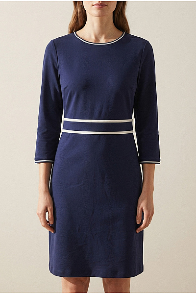 Fiora Blue Modré Midi šaty S Dlouhým Rukávem Elegantní Vel. DE 38
