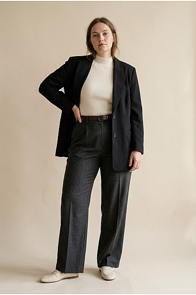 Jana Ina Černé Elegantní Business Sako Jednořadé Vel. DE 46
